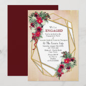 Invitation Géométrique - Bouquets Bourgogne Parties scintilla (Devant / Derrière)