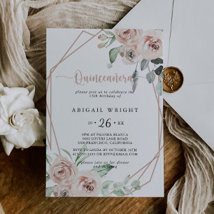 Invitation Géométrique Classique Dusty Rose Quinceañera