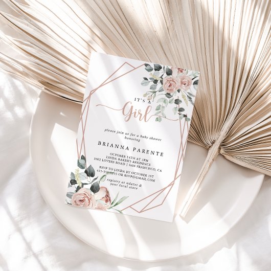 Invitation Géométrique classique rose rose rose rousse C'est 