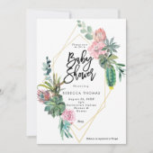 invitation géométrique de baby shower de cactus (Devant)
