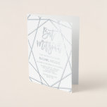 Invitation géométrique de bat mitzvah de<br><div class="desc">Ces invitations élégantes de bat mitzvah comportent un motif géométrique d'aluminium argenté sur un arrière - plan blanc. L'intérieur contient toute votre information d'invité.</div>
