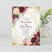 Invitation Géométrique de l'or floral de Bourgogne (Debout devant)