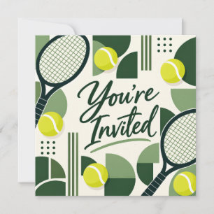 Invitation Géométrique de Tennis Vous Êtes Invités