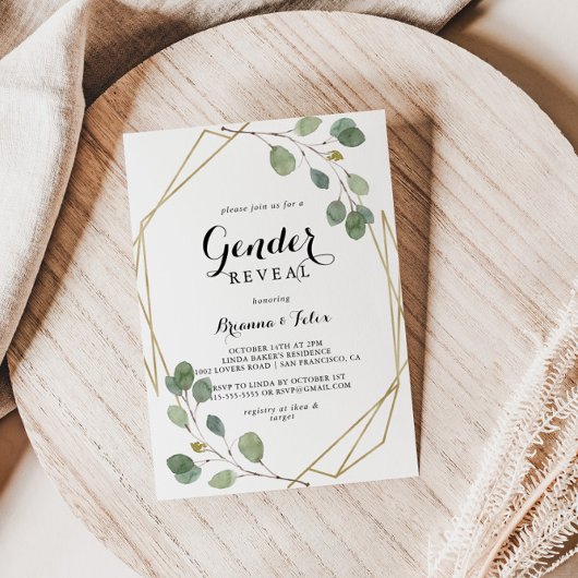 Invitation Géométrique de verdure Eucalyptus Parti de révélat