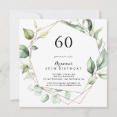 Invitation Géométrique Elegant Gold Green 60e fête d'annivers (Devant)