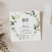 Invitation Géométrique Elegant Gold Green 80e fête d'annivers