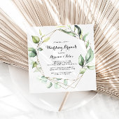 Invitation Géométrique Elegant Gold Green Brunch Mariage