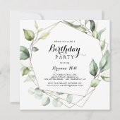 Invitation Géométrique Elegant Gold Green Fête d'anniversaire (Devant)