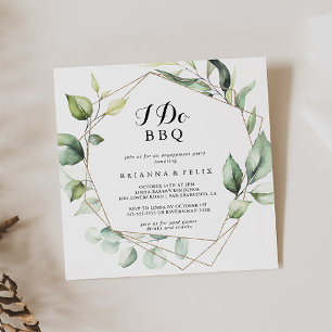 Invitation Géométrique Elegant Gold I Do BBQ Engagement Party