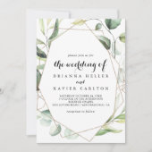 Invitation Géométrique Élégante Verdure Or Le Mariage De (Devant)