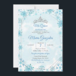 Invitation Géométrique et Blue Snowflakes Sweet 15e anniversa<br><div class="desc">Géométrique et Blue Snowflakes Sweet 15th Birthday Invitation</div>