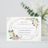 Invitation Géométrique Floral Blush Jaune Vert Or RSVP (Debout devant)
