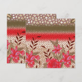 Invitation Géométrique Florale Rouge Élégant Moder (Devant / Derrière)