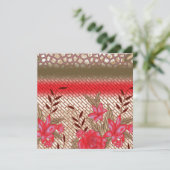 Invitation Géométrique Florale Rouge Élégant Moder (Debout devant)