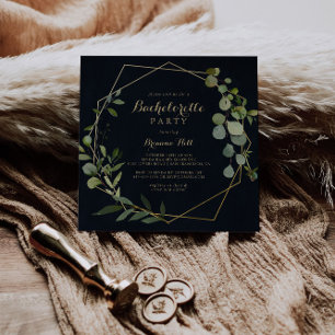 Invitation Géométrique Gold Blue Green Bachelorte