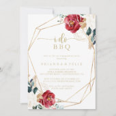 Invitation Géométrique Gold Floral I Do BBQ Engagement Party (Devant)