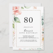 Invitation Géométrique Gold Green Foliage 80e fête d'annivers (Devant)