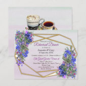 Invitation Géométrique Gold & Lavender FlowersThème (Devant / Derrière)