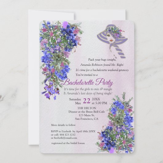 Invitation Géométrique Gold & Lavenders Bachelorette Party (Devant)