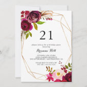 Invitation Géométrique Gold Rustic Blush 21e fête d'anniversa (Devant)