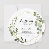 Invitation Géométrique Gold Tropical Calligraphie Anniversair (Devant)