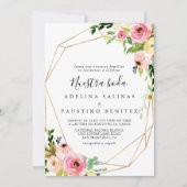 Invitation Géométrique Gold Tropical Fall Nuestra Boda Mariag (Devant)