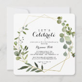 Invitation Géométrique Gold Tropical Fêtons la fête (Devant)