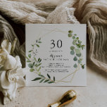 Invitation Géométrique Gold Tropical Green 30e fête d'anniver<br><div class="desc">Cette invitation à la fête du 30ème anniversaire de l'or tropical vert géométrique est parfaite pour une fête d'anniversaire moderne. Le design présente de beaux feuilles verts peints à la main,  ornant un cadre géométrique doré.</div>
