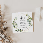 Invitation Géométrique Gold Tropical Green 40e fête d'anniver