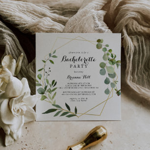 Invitation Géométrique Gold Tropical Green Bachelorette Party