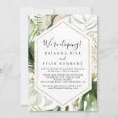 Invitation Géométrique Gold Tropical Green Elopement Réceptio (Devant)