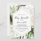 Invitation Géométrique Gold Tropical Greenery Bébé (Devant)
