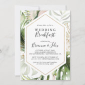 Invitation Géométrique Gold Tropical Greenery Mariage Petit d (Devant)