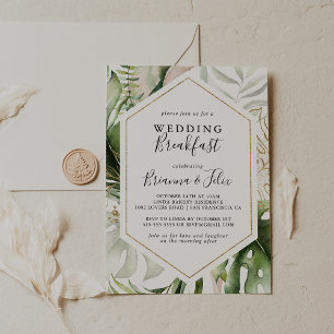 Invitation Géométrique Gold Tropical Greenery Mariage Petit d