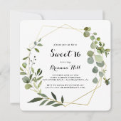 Invitation Géométrique Gold Tropical Sweet 16 fête d'annivers (Devant)
