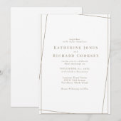 Invitation Géométrique moderne blanche et or Aucun Mariage pa (Devant / Derrière)