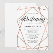 Invitation Géométrique moderne sur le Christening Blanc (Devant / Derrière)