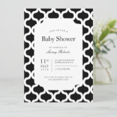 Invitation Géométrique monochrome noir et blanc (Debout devant)