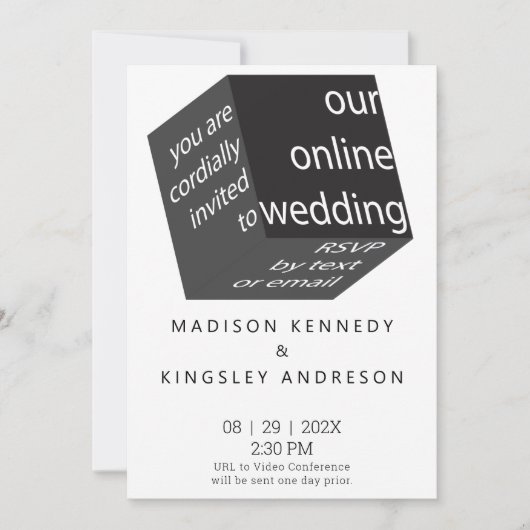 Invitation Géométrique Nouveau Haut Tech Épique Cube Noir EN (Devant)