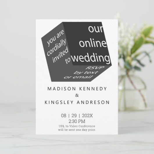 Invitation Géométrique Nouveau Haut Tech Épique Cube Noir EN (Debout devant)