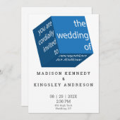 Invitation Géométrique Nouveau High Tech Épique Cube Bleu Bud (Devant / Derrière)