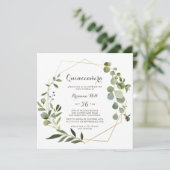 Invitation Géométrique Or Brown Vert Eucalyptus Quinceañera (Debout devant)