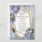 Invitation Géométrique Or & Jacaranda Fleurs Couple Douche (Devant)