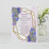 Invitation Géométrique Or & Lavande Fleurs Couple Douche (Debout devant)