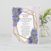 Invitation Géométrique Or & Lavande Fleurs Couple Douche (Debout devant)