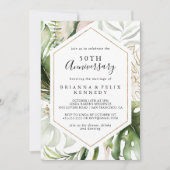 Invitation Géométrique Or Tropical 50e Anniversaire de Mariag (Devant)