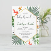 Invitation Géométrique Or Tropical Genre Neutre Bébé Brunch (Debout devant)