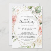 Invitation Géométrique Or Vert 50e Anniversaire de Mariage (Devant)