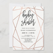 Invitation Géométrique Rose moderne Faux | BABY SHOWER (Devant)