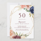 Invitation Géométrique Rustique Gold 50e fête d'anniversaire (Devant)